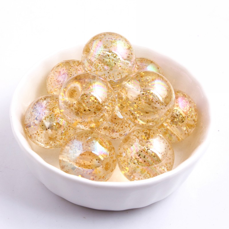 Kwoi Vita Retail Bulk Price Acrylic Transparent Glitter Beads For Chunky Baby Bracelet Necklace Making 10MM to 20MM
