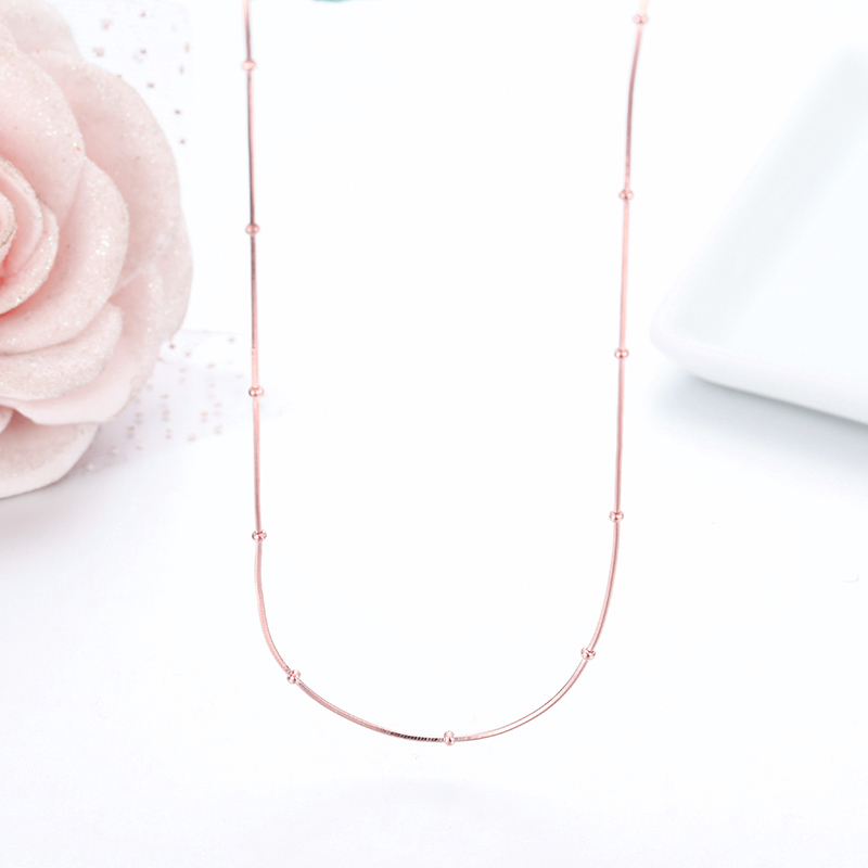 35-80cm Thin 925 Sterling Silver Rose Gold Color Snake Beaded Chain Necklace For Women Girls Kids Jewelry Kolye Collares Collier