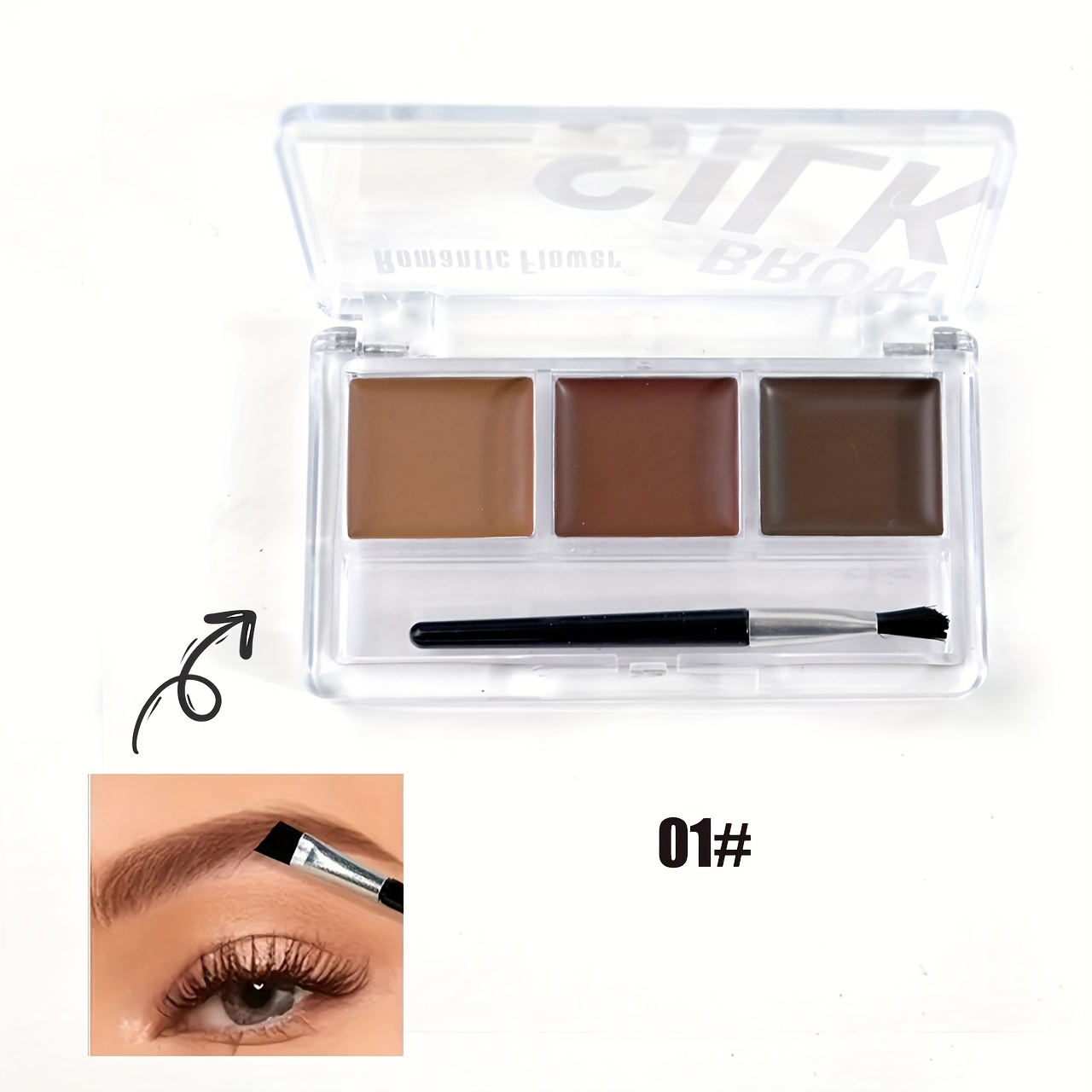 3-color long-lasting waterproof eyebrow gel palette with eyebrow brush - natural eyebrow gel that does not fade and creates perf