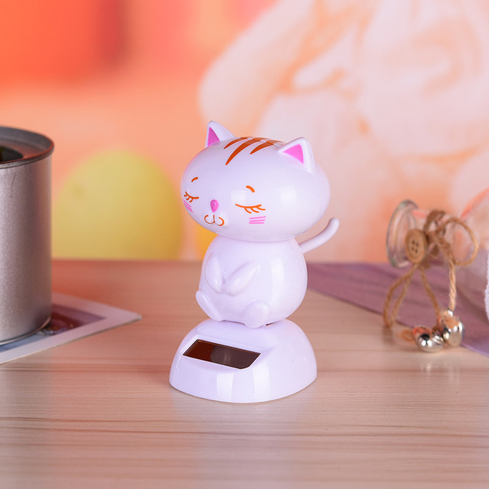 Car Ornaments Cute Solar Shaking Head Cat Toys Home Office Automobile Dashboard Swinging Shaking Head Decor Car Accessories