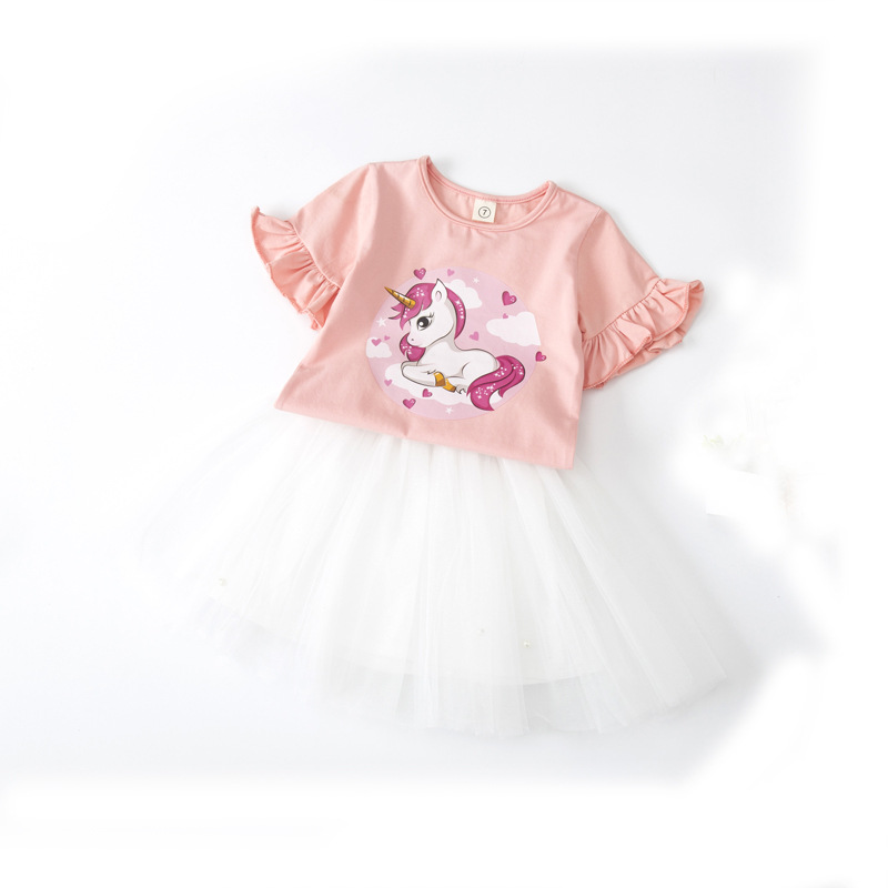 Baby Girl Clothes s Short Sleeve unicorn Print Tops +tutu Skirts Casual Summer Outfit Toddler Kids Girl set