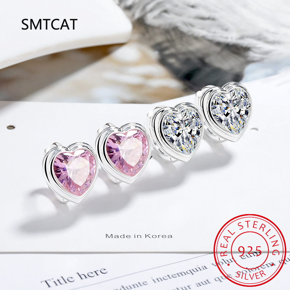 925 Sterling Silver Heart Cut Moissanite Diamond Gemstone Hoop Earring Ear Buckle For Woman Valentine's Day Gift Fine Jewelry