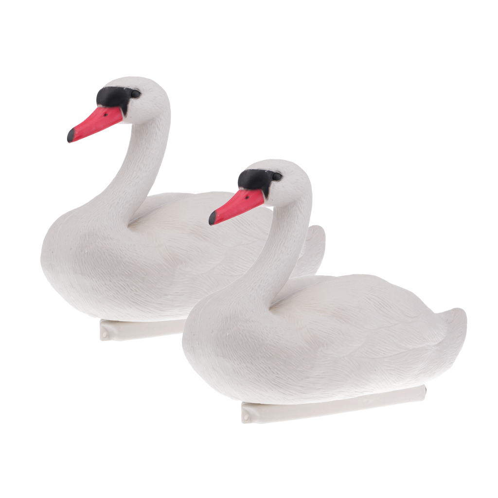 2 Pieces Floating Swan Decoy for Hunting Fishing Garden Decors Pest Scarer Realistic Ornament