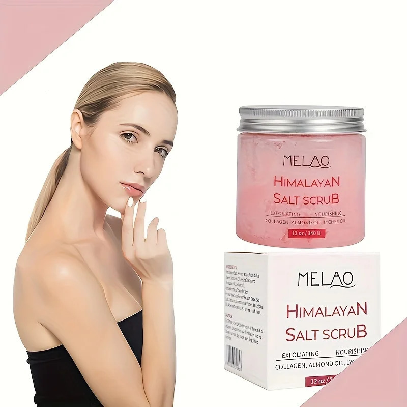 MELAO Himalayan Salt Scrub Face Foot Body Exfoliator Infused with Collagen and Stem Cell Exfoliating Salt Body Scrub 240624