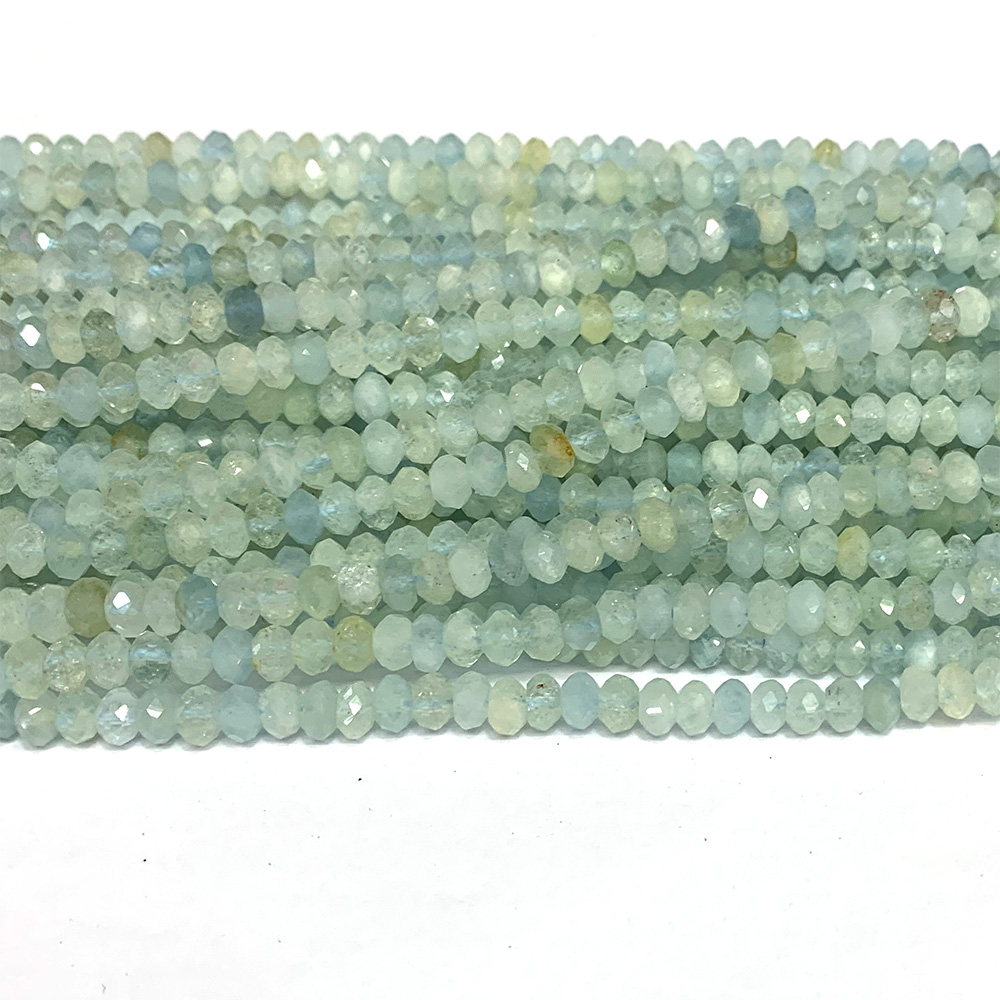 Veemak Aquamarine Natural DIY Necklace Bracelets Earrings Ring Faceted Small Rondelle Crystal Gemstones Beads For Jewelry Making