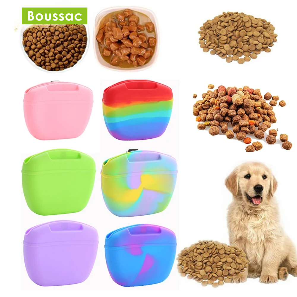 Silicone Dog Treat Bag Pet Portable Dog Training Waist Bag Outdoor Feeder Puppy Snack Pouch Food Reward Storage Bag Pet Supplies