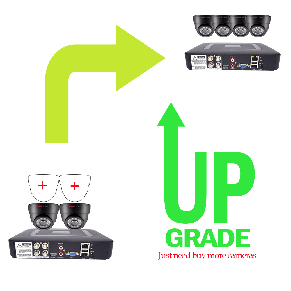 4CH DVR CCTV Security Camera System Analog AHD Cameras Kit 1200TVL 2Pcs Dome Bullet 1080P 2MP 5in1 DVR Video Surveillance Set