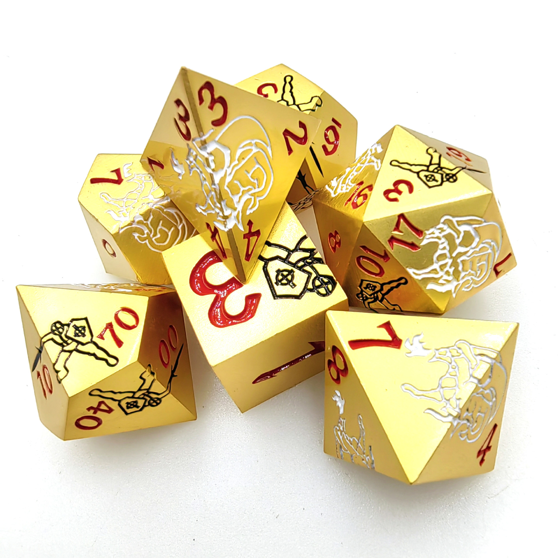 Polyhedral Metal Dice Set, DND and RPG, Role Playing, Table Board Game, Digital Dice, D20, D12, D10, D8, D6, D4, Number Dice, 7P