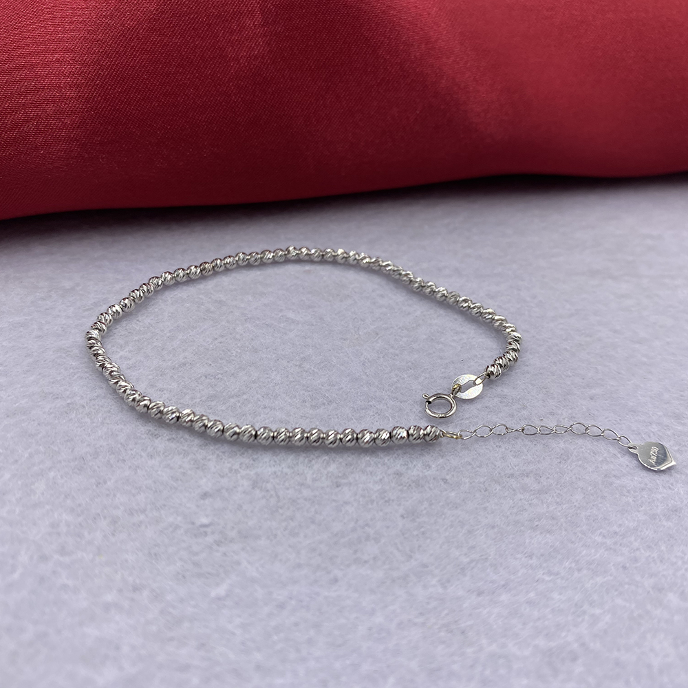Sinya 18k Au750 Gold Laser Beads Strands Bracelet for Baby Kids Ladies Girls Women Length From 12cm to 22cm Bead Diameter 2.5mm