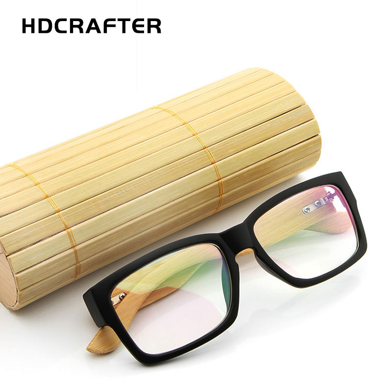 HDCRAFTER Wooden Eyeglasses Frames Men Oversized Bamboo Glasses Frame Rectangle Spectacles Reading Optical Glasses Frames