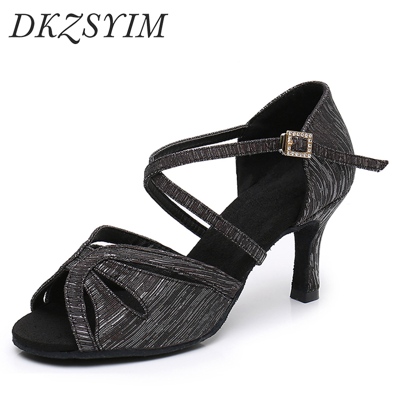DKZSYIM Women Latin Dancing Shoes Tango Soft Bottom Girls Salsa Ballroom Dance Shoes Ladies Latin Dance Shoes heeled 5CM/7CM