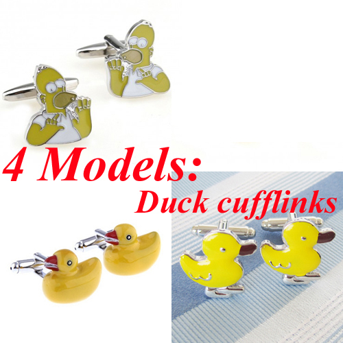 4 Designs Duck Cufflink Rubber Yellow Cuff Link Free Shipping