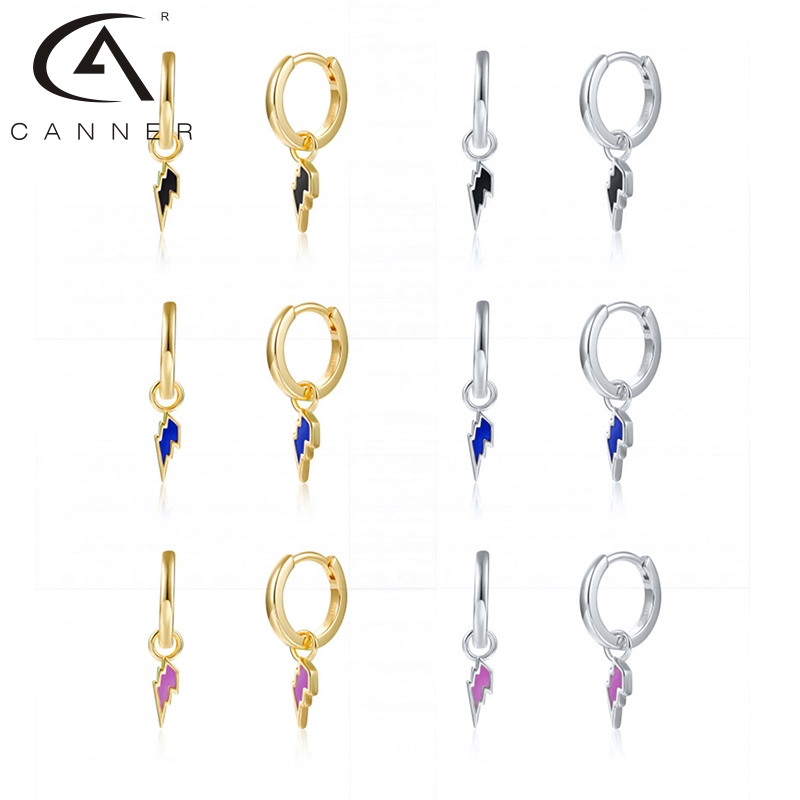 CANNER Ins Ear Hoop 925 Sterling Silver Earrings For Women Lightning Huggie Hoop Earrings Wholesale Earrings Lot Bulk Kolczyki