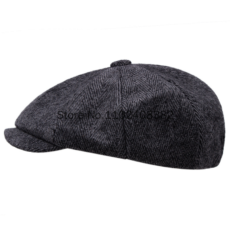 Peaky Blinders Gangster Wool Octagonal Hat Men's Razor Party British Beret Retro Painter's Hat 1920s Great Gatsby Accessories