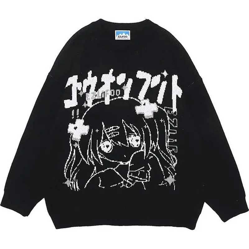 Men's Sweaters Anime Sweater Women Oversized Japanese Kawaii Jumper Autumn Cartoon Knitting Pullover Sweater Vintage Harajuku Sweatshirts Y240622