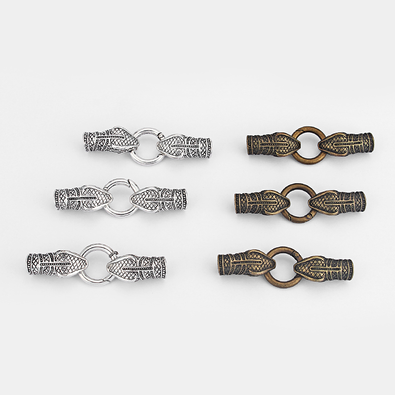 1sets Snake Head End Crimp Caps Spring Clasp for 10mm Round Leather Cord Connect Bracelet Necklace Jewelry Making Finding