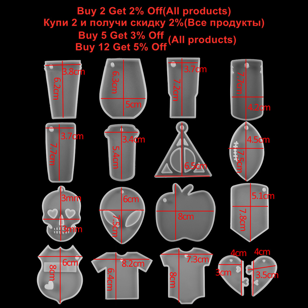 16Styles Alien Heart Casting Silicone Epoxy Molds Set UV Epoxy Resin Mold For DIY Jewelry Making Pendant Mould Accessories Kits