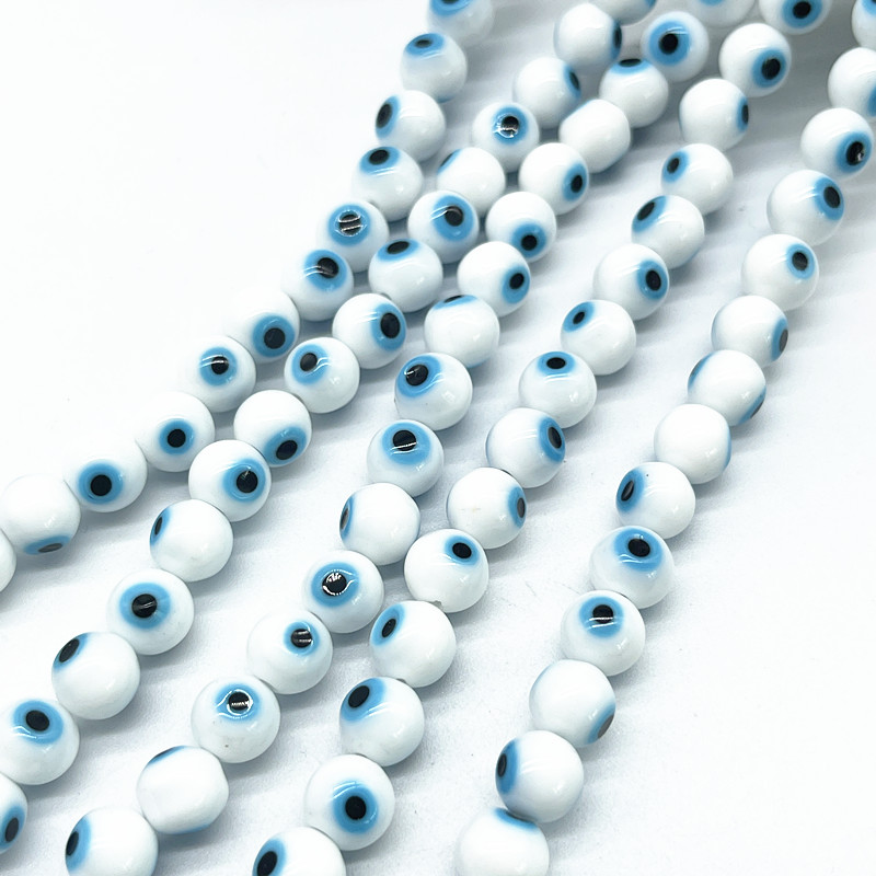 6mm 8mm 10mm Blue White Glass Beads Evil Eye Beads for Jewelry Making DIY Accessories
