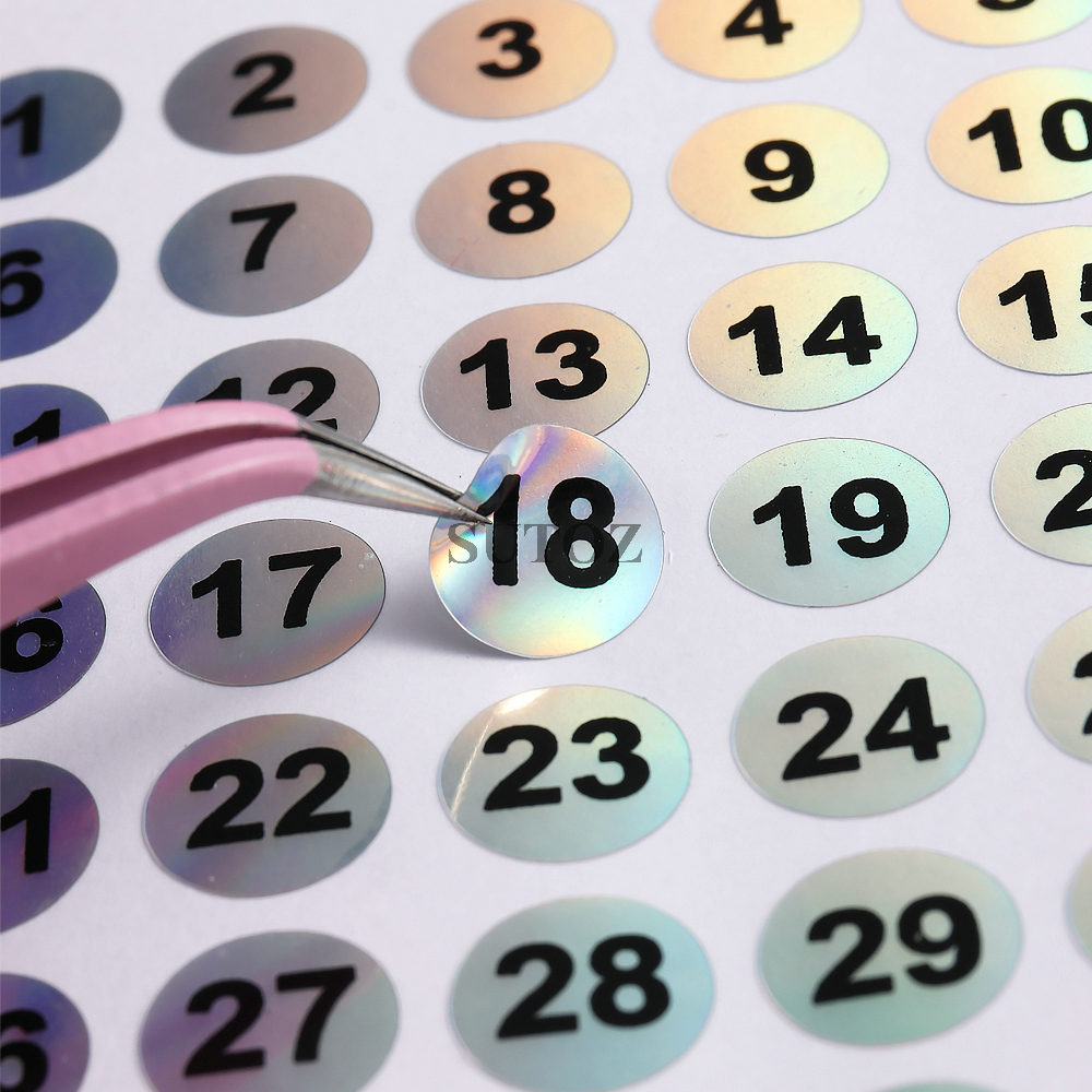 10Pcs 3D Nail Polish Number Sticker Round Waterproof Label Sticker With Numbers 1 to 50 Laser Design Manicure Sliders NLNB1-50