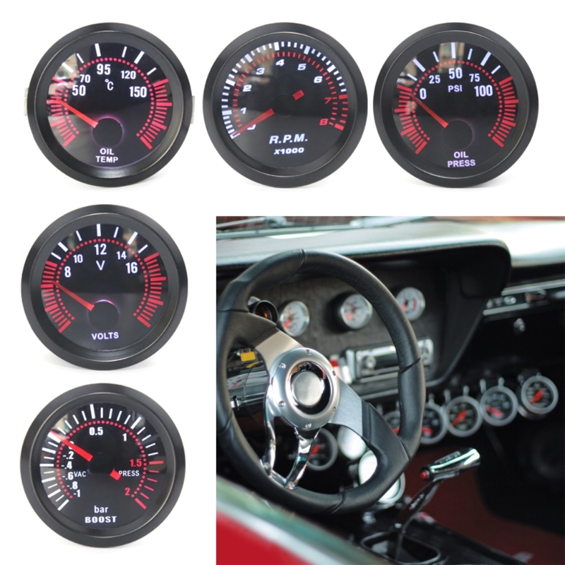 12V 52mm Universal Car Water Temperature Meter Water Temp Gauge Voltmeter Ammeter Oil Pressure Fuel Level Volt Meter RPM Gauge