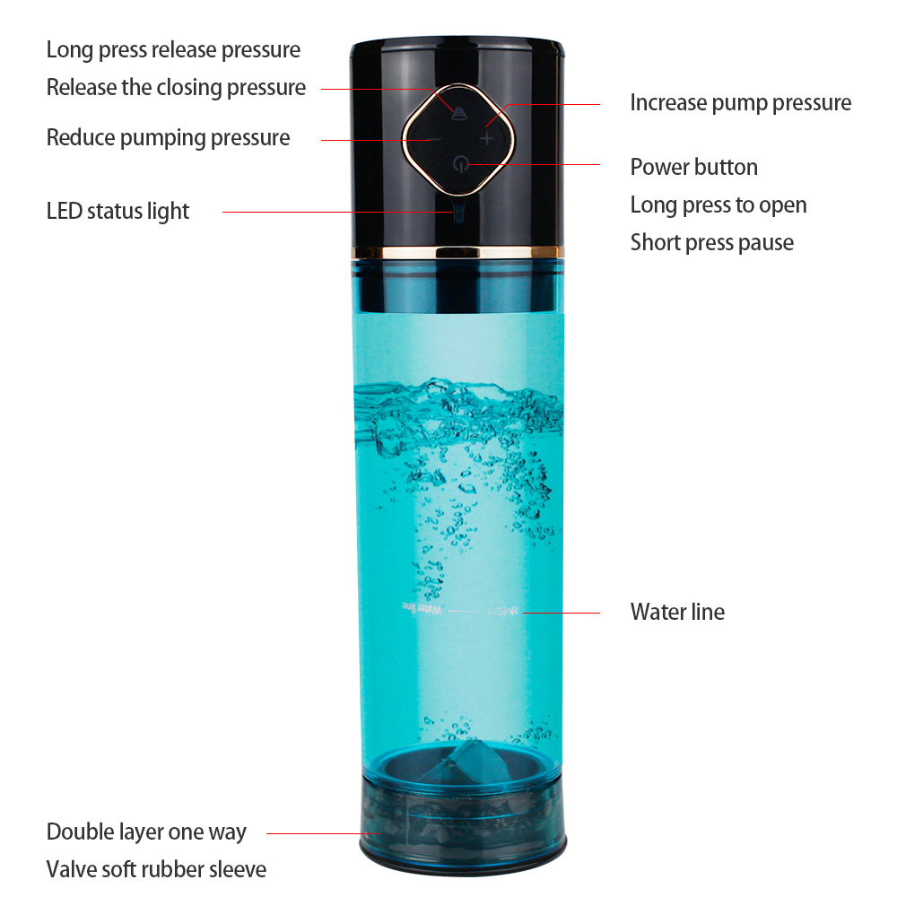 Electric Water Bath Penis Increase Vacuum Pump Dick Enlargement Cock Trainner Clear Vagina Cup Male Masturbator Sex Toys For Men