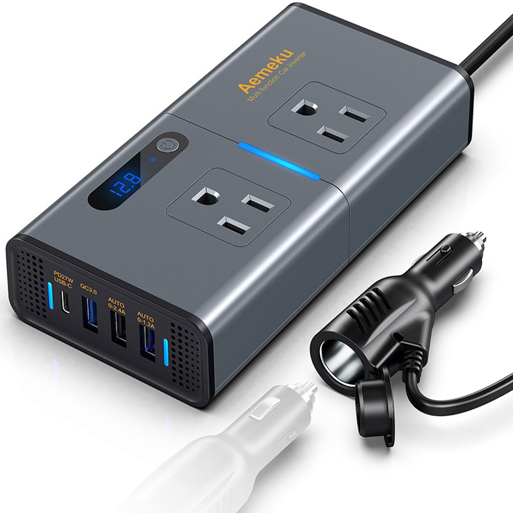 Auto Inverter DC 12V to AC 220V 110V Car Converter Type-C USB Fast Charging Charger EU US Socket Power Adapter