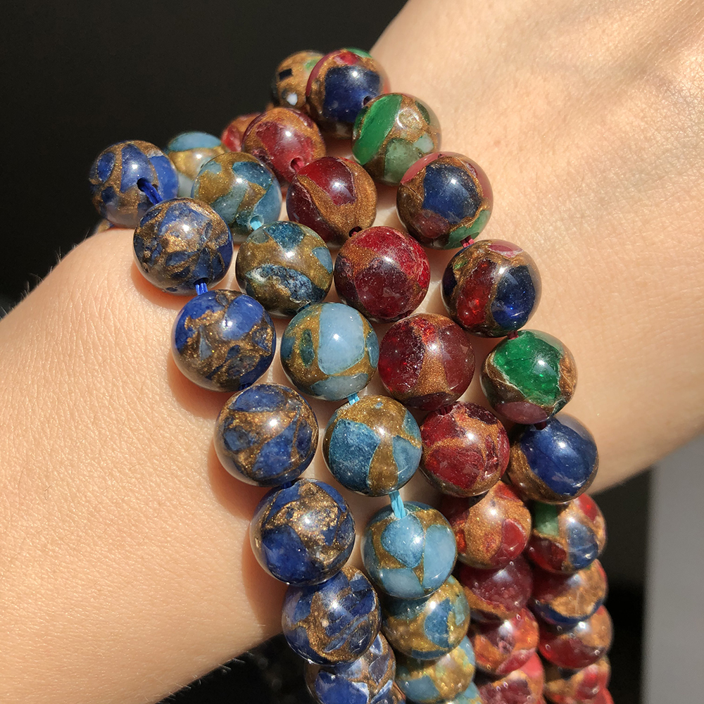 Natural Stone Dark Blue Multicolor Cloisonne Jaspers Beads 6/8/10mm Loose Spacer Beads For Making DIY Jewelry Bracelet Necklace