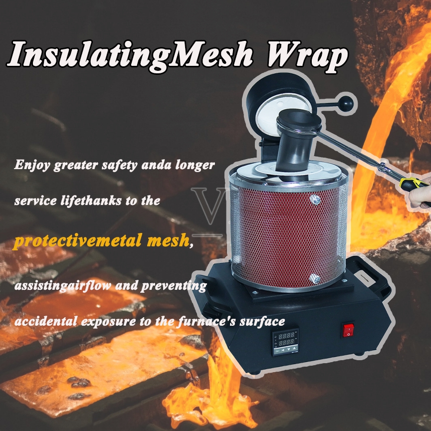 3KG Gold Melting Furnace Digital Melting Furnace Machine Heating Capacity 2100W Casting Refining Precious Metals Gold Silve