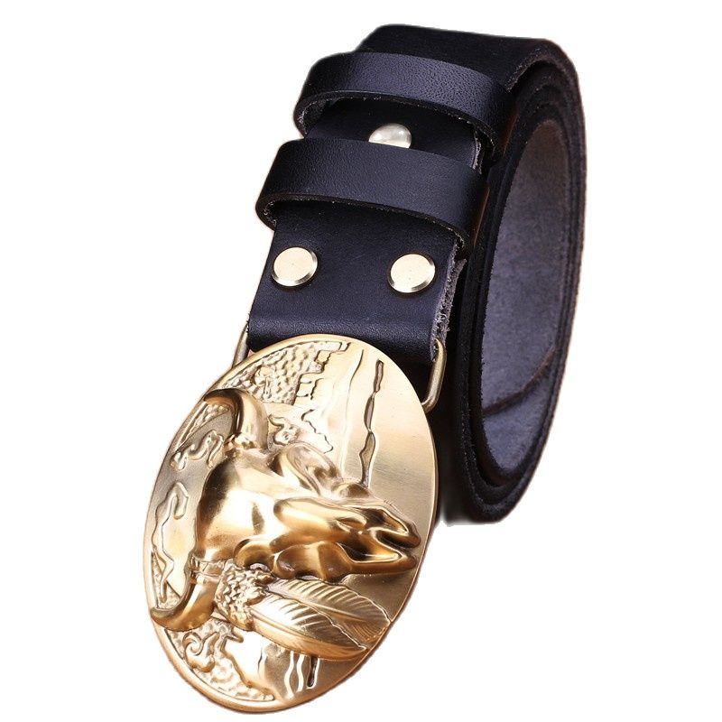 big buckle real leather belts for men mens belts luxury 100% genuine leather camel brown punk cowhide Chinese style high quality