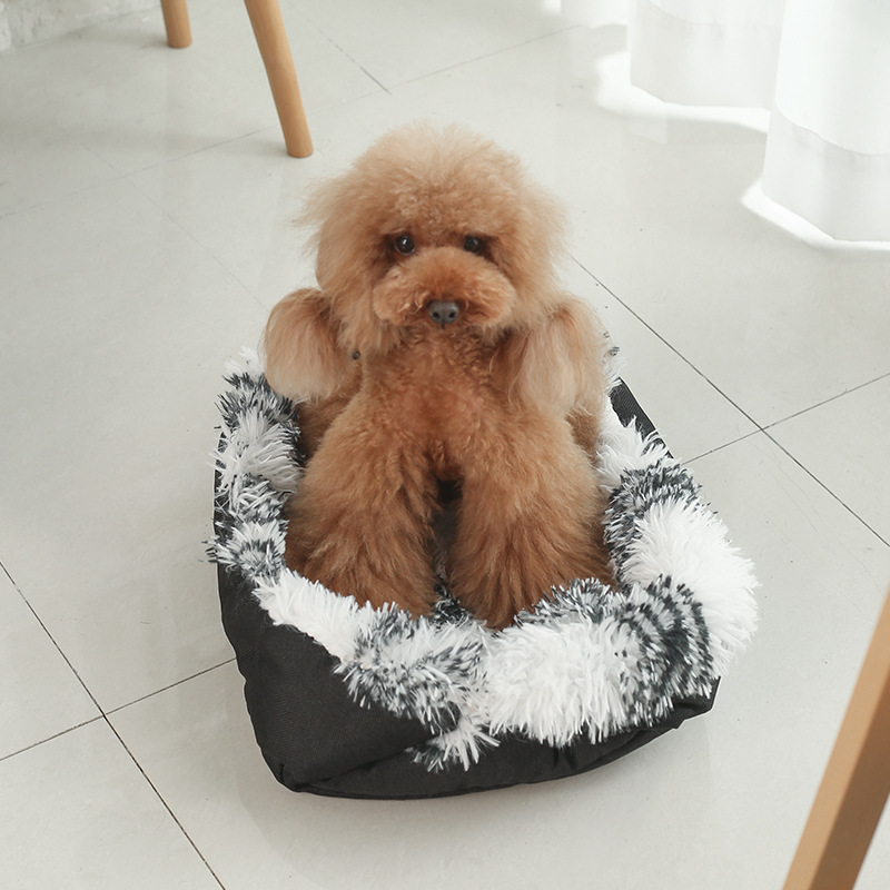 New bi-fold plush dog pad pet bed warm four seasons square kennel cat mat