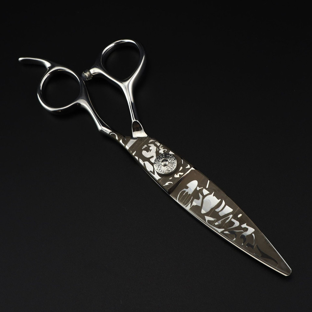 Professional JP 440c steel 6 '' Damascus stripe cut hair scissors haircut barber makas hair cutting shears hairdressing scissors
