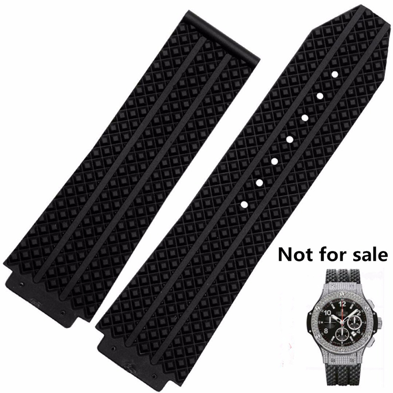 Watch accessories Silicone strap for Hublot HUBLOT Yu-ship rubber strap convex black white blue