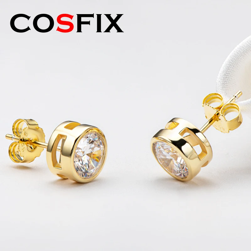 COSFIX Real 0.5/1 Carat D Color Moissanite Diamond Stud Earrings for Women 100% 925 Sterling Silver Sparkling Moissanite Jewelry