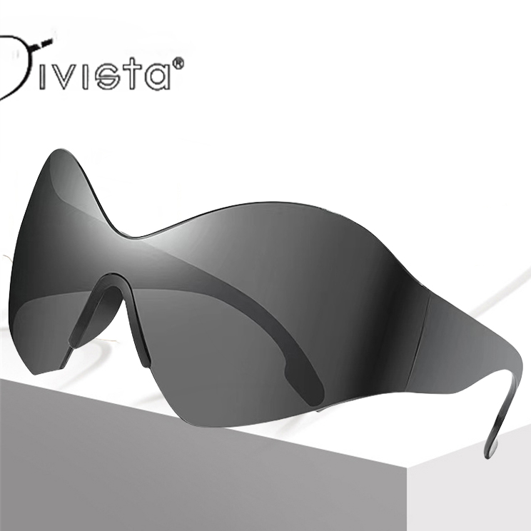 Oversized One Piece Y2K Sunglasses Women Brand Vintage Punk Rimless Sun Glasses Female Men Unique Star Shades Oculos De Sol S70 003 IVSTA