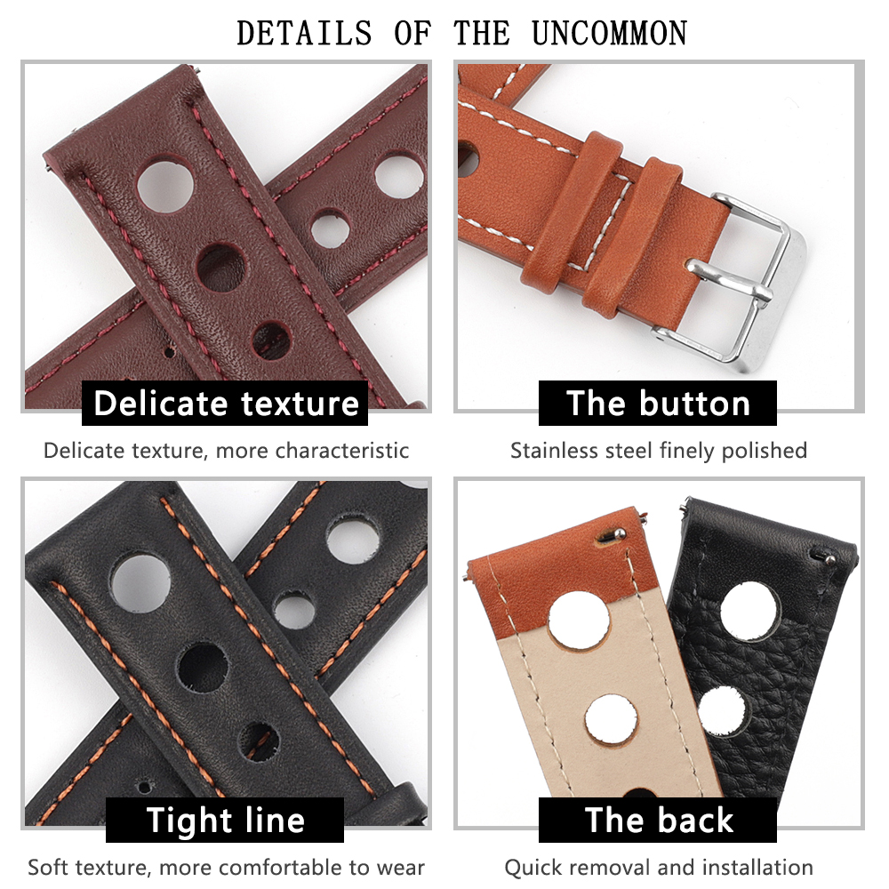 High Quality Genuine Leather Watch Band Straps 18mm 20mm 22mm 24mm Black Brown Coffee Watchbands for Men Watch Accessories