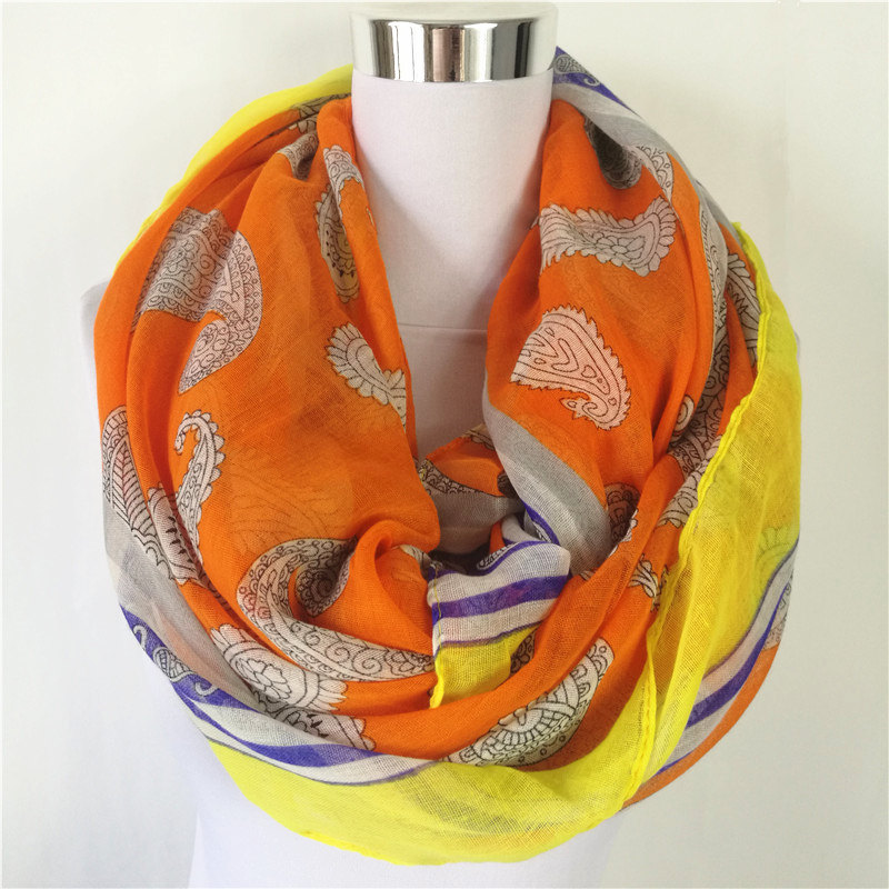 Hot sale women loop scarf infinity Scarf Female floral Print Cashew flowers ring Scarves animal bird circle Shawl Wrap