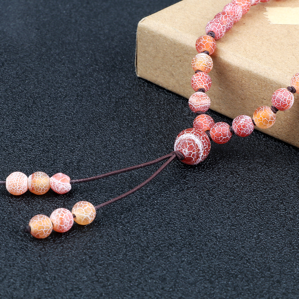 Men Chakra Beads Wrap Bracelets Vintage Handmade Buddhist Prayer Long Necklace Lucky Purple Weathered Stone Yoga Bangles Jewelry