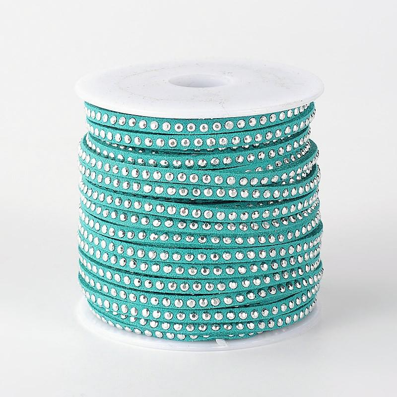 3x2mm Faux Suede Cord with Silver Aluminum Cabochons Jewelry Findings for Jewelry Making DIY about 20yards/roll