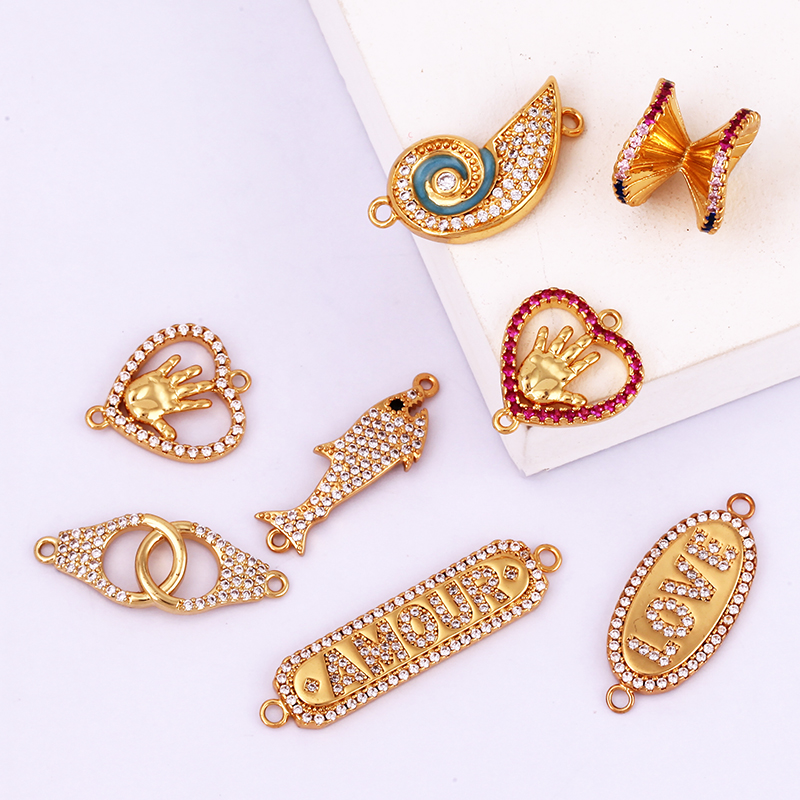 Love Amour Whale Heart Connnector,Real Gold 18K Plated Connector,Bracelet Necklace Charm Jewelry Components Finding Supplies L70