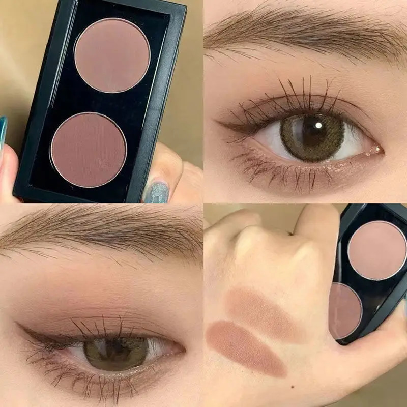 Taro Rose Tea Low Saturation Olive Skin Powder Brown Two-Color Eyeshadow Tray Monochrome Matte Pure Wind Earth Color 240624