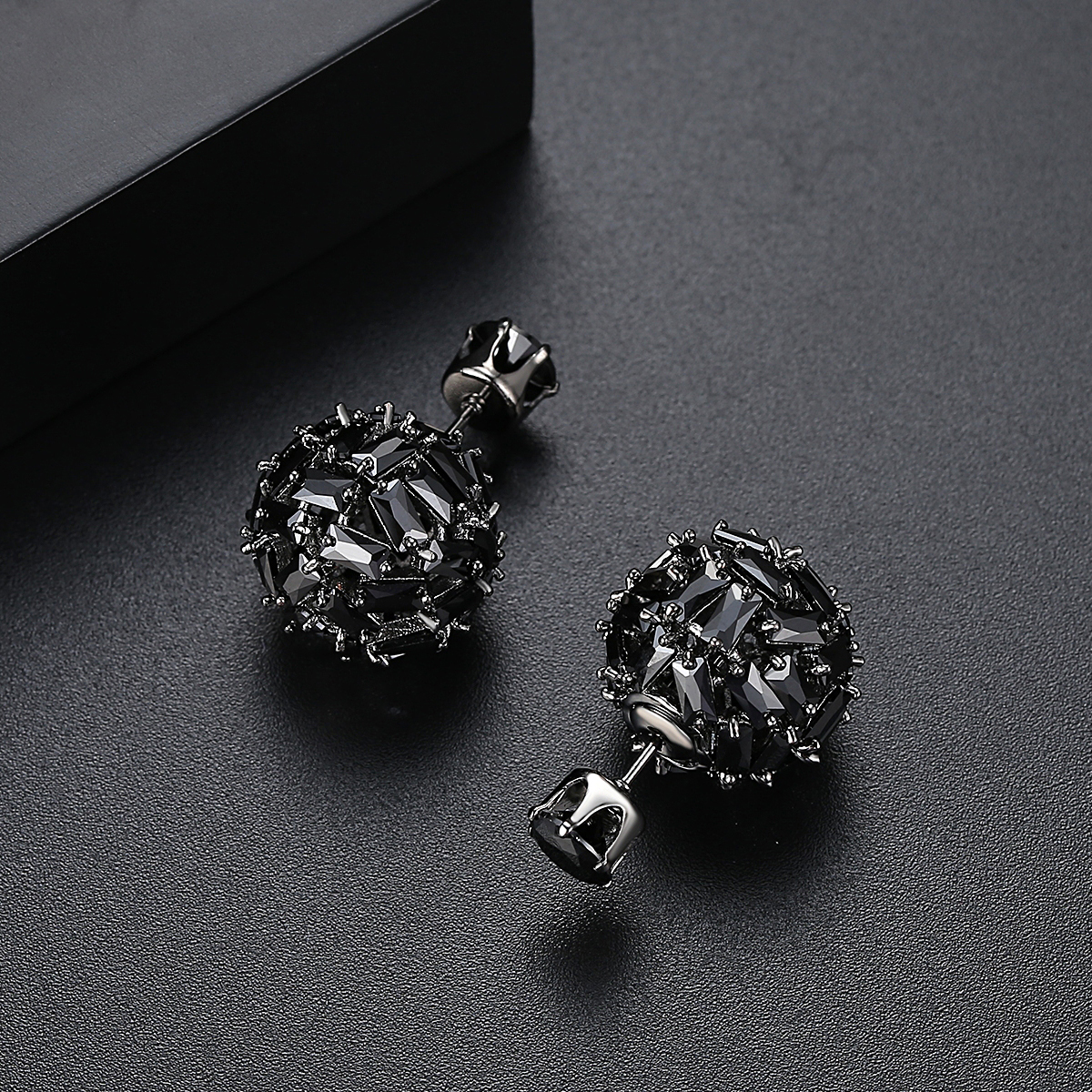 LUOTEEMI-Superbe ensemble de boucles d'oreilles en forme de fleur punk en pierre noire pour femme, collier et bague, accessoires de cosplay gothi
