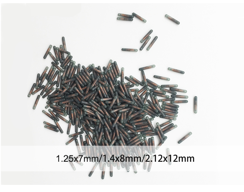 134.2KHz FDX-A 1.4*8mm/2.12*12mm animal implant 10 digits RFID glass tag identifier microchip for fish ID arowana micro chip