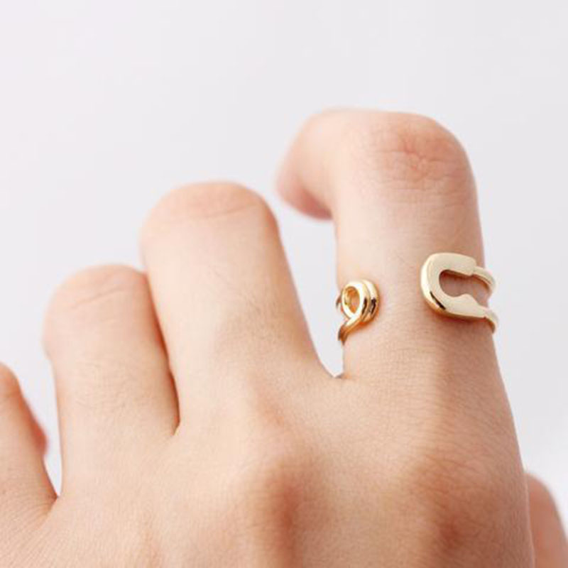 Original Safety Pin Cuff Rings For Women 2020 Gold Silver Plated Resizable Open Round Finger Ring Jewelry Femme Bijoux