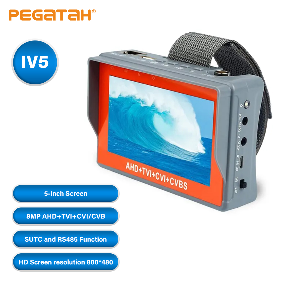 PEGATAH 8MP CCTV tester Analog camera Mini monitor TVI CVI 1080P portable AHD Monitor Support PTZ cftv tester camera