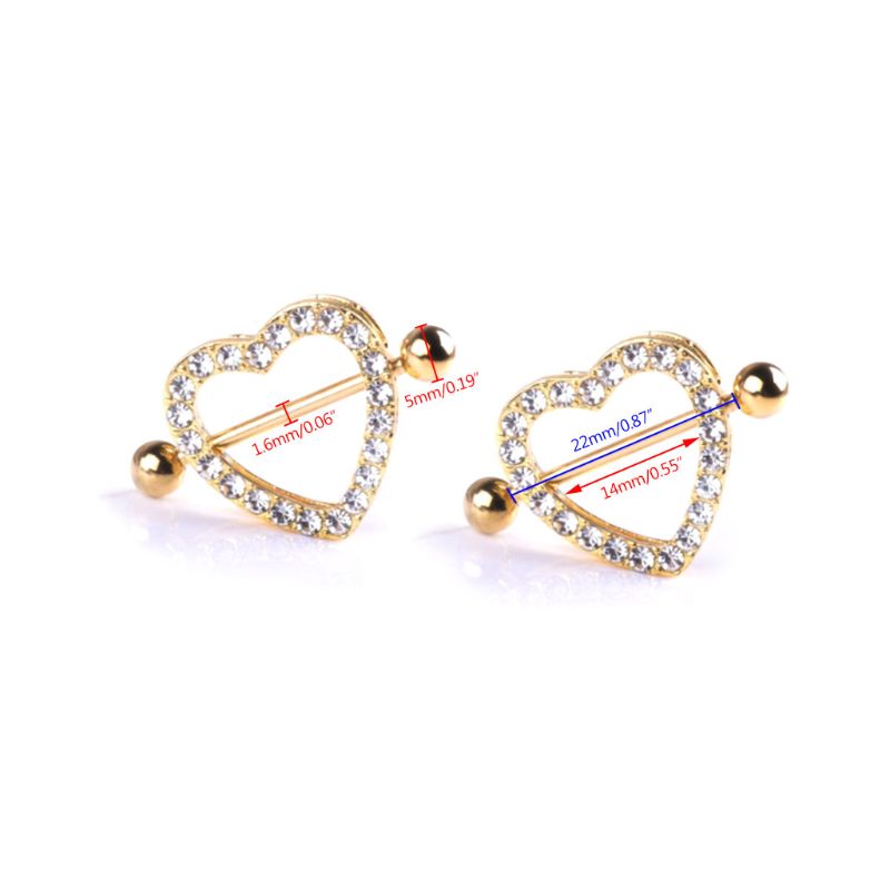 Heart Shape Nipple Rings for Women Men Girls Double Layers Body Piercing Barbell Shiny Women Breast Jewelry Decoration
