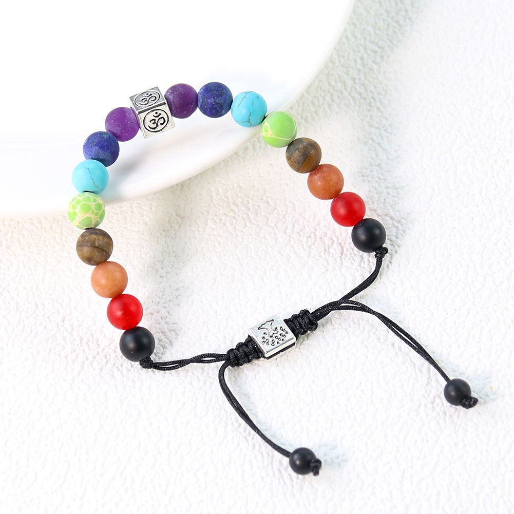 Genuine Stone Lava Bracelet Tree of Life Chakra Om Yoga Crystal Onyx Energy Reiki Healing Adjustable Beaded Bangle Women Jewelry