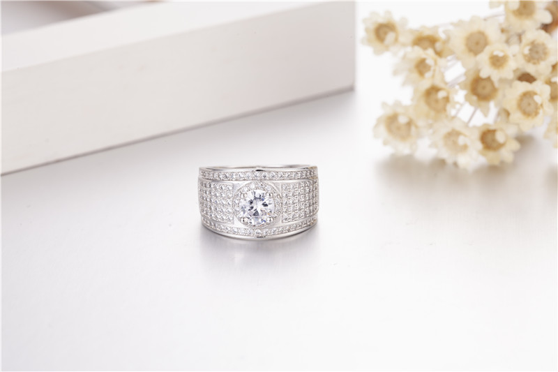 925 Sterling silver Paev cz ring 2ct Simulated Diamond Engagement Wedding for Men Women Sapphire Jewelry Size 5-10 Boy gift