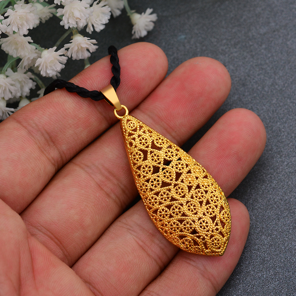 WANDO New Ethiopian Necklaces & Pendants Gold Color Jewelry For African/Ethiopian/Nigeria Women Gift WP10