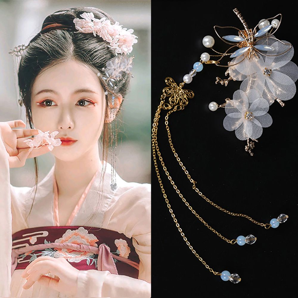 Chinese Style Tassel Hairpin Elegant Classical Hair Stick Dragonfly Butterfly Hair Pin Wedding Headwear Hair Accessories