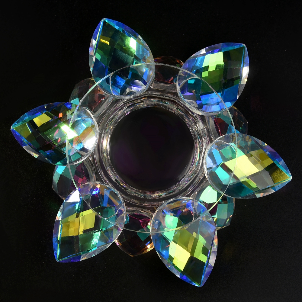 1PC Rainbow Lotus flower Cup Acrylic Liquid Dish Crystal Clear Glass Nail Cup with Lid Bowl for Acrylic Powder Nail Art Tool